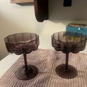 Set of Two Smokey Purple Coupe Glasses